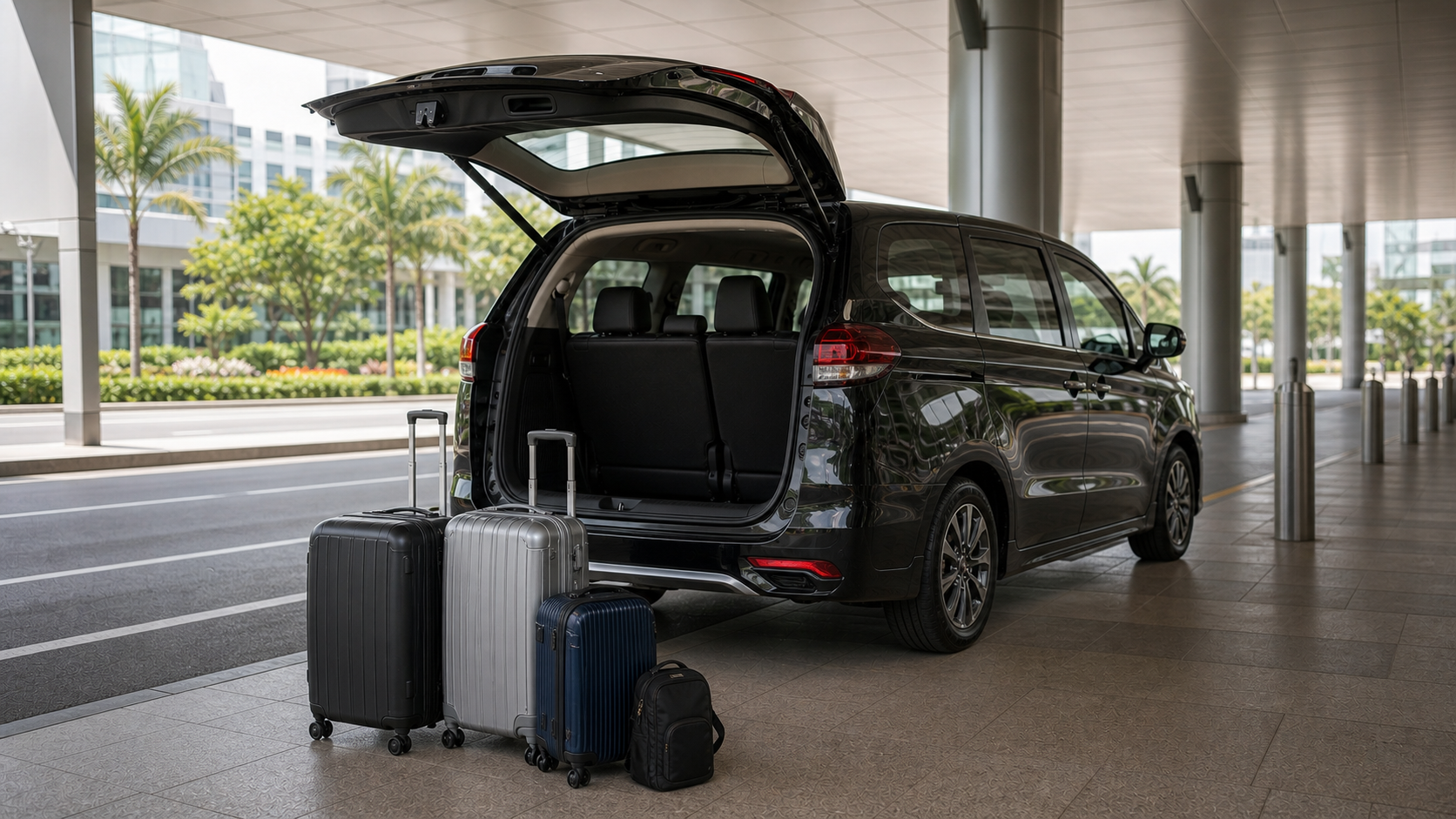 Generic airport luggage and MPV pickup planning for Senai Airport to Singapore or Changi Airport connection